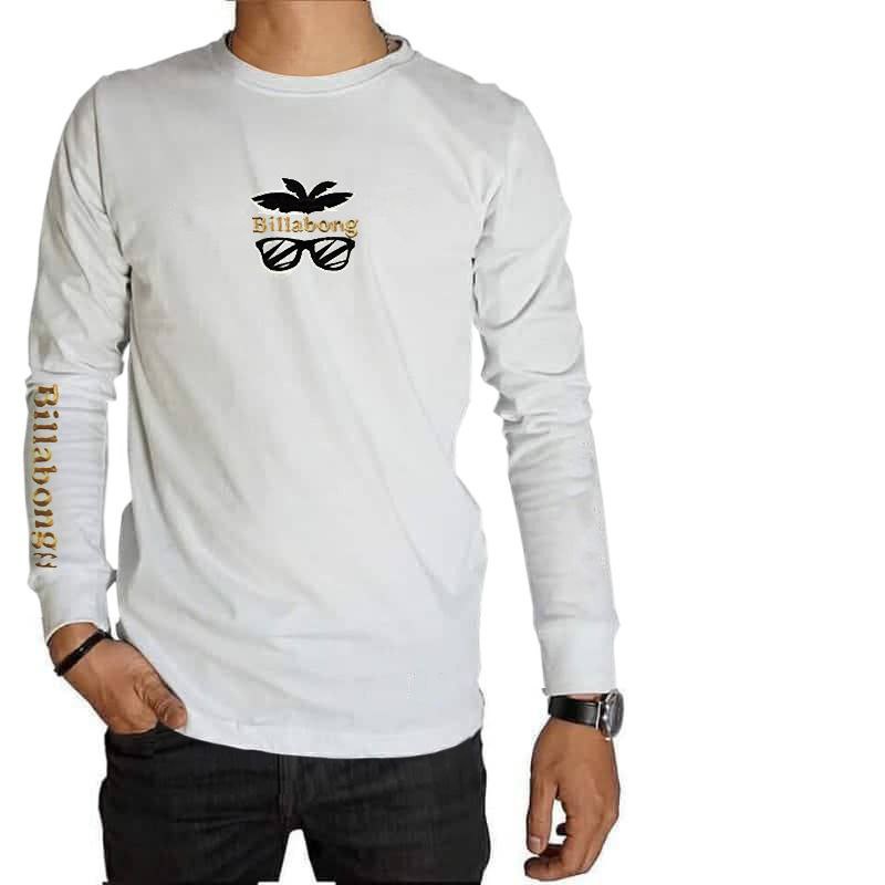 LONG SLEEVE BILLABONG BORDIR PUTIH KAOS LENGAN PANJANG BILLABONG