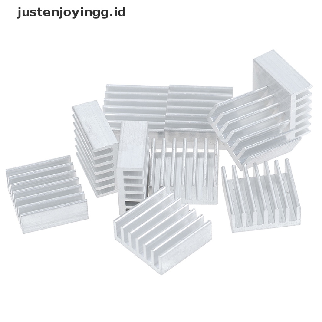 10pcs chip radiator Pendingin Elektronik Bahan Aluminum Ukuran 14x14 X 6mm