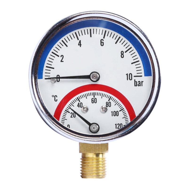 Thermo-manometer Presisi Tinggi G1 / 4 Thread Mudah Dipasang 0-120 Reliable ℃ Alat Pengukur Jarak 0-10 Bar Untuk Air