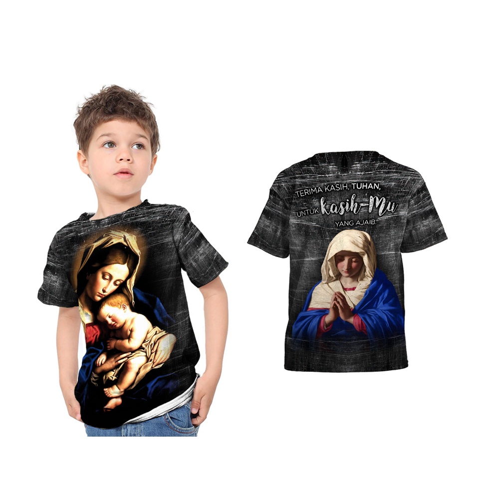 [TiniShop] Kaos Anak Bunda Maria FullPrint | Bunda Maria Kaos Rohani | Tshirt Bunda Maria
