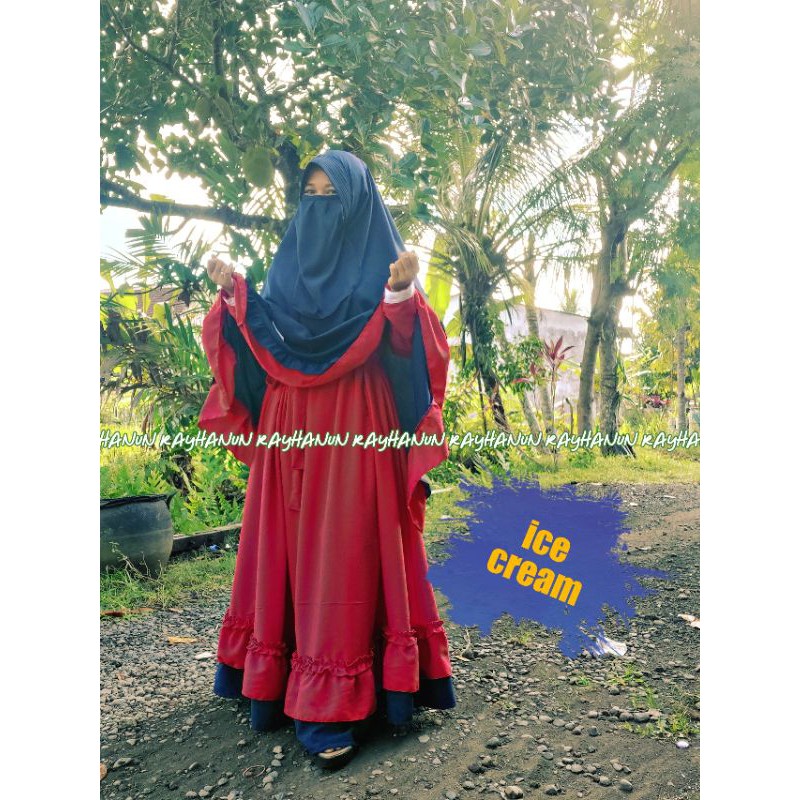 ICE CREAM SET GAMIS SYAR'I SUPER JUMBO TERBARU TERLARIS by RAYHANUN LD 90 sampai ld 130 140 150 160 