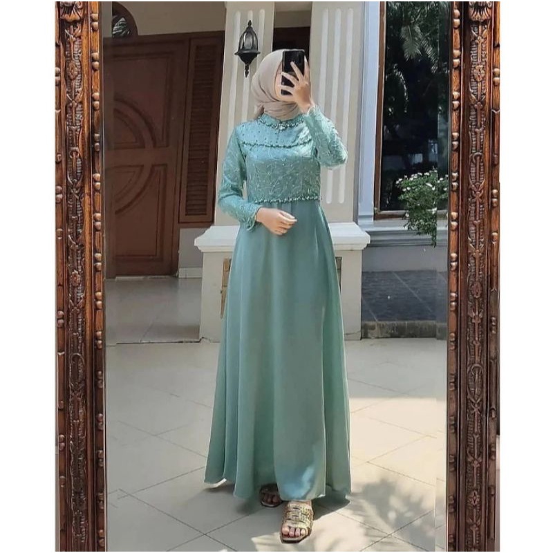 Tiara Dress Gamis Pesta Velvet Brukat Premium Gamis Modern Muslim Terlaris