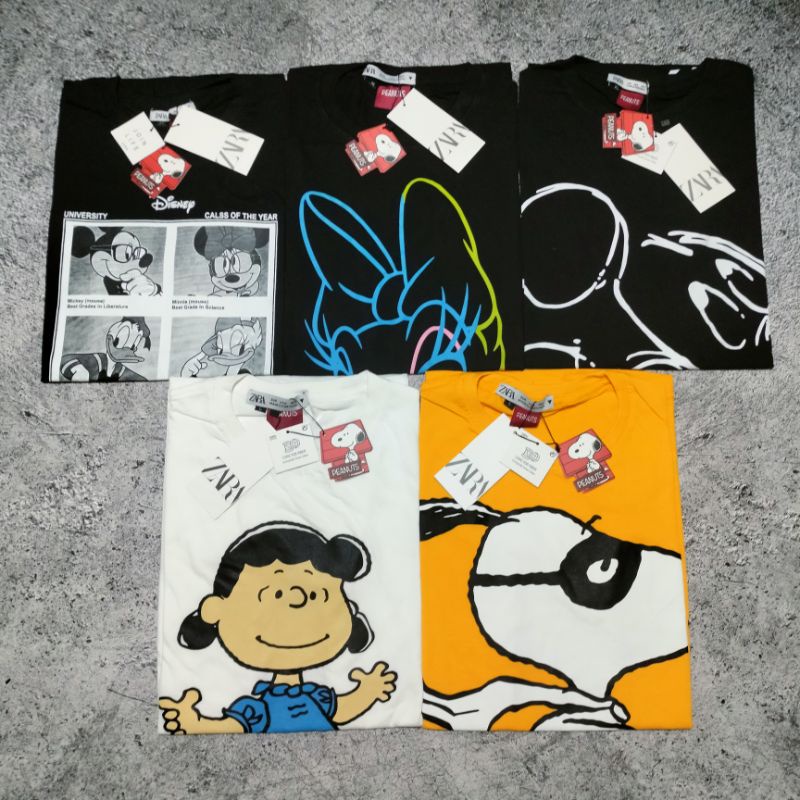 KAOS T-SHIRT ZAR4 X DISNEY HITAM/PUTIH  AUTHENTIC 1:1 PREMIUM