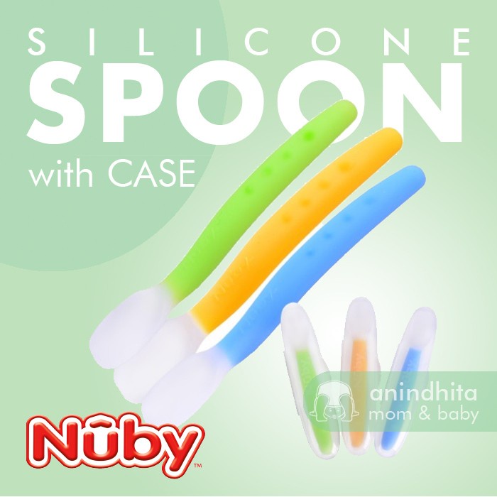 NUBY Silicone Spoon With Case Sendok bayi Silikon BPA free