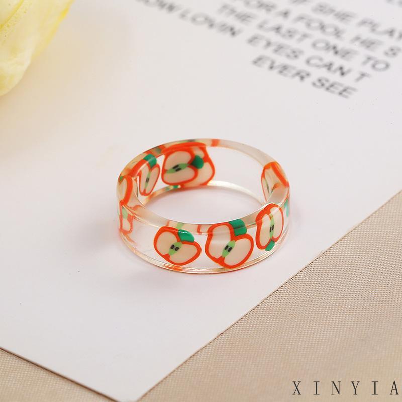 Cincin Wanita Bahan Akrilik Resin Bentuk Buah Untuk Musim Panas