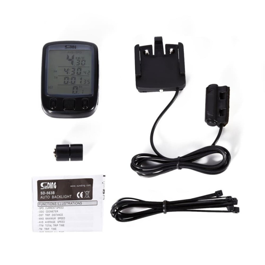 SunDING Speedometer Sepeda Backlight LCD - SD-563A - Black