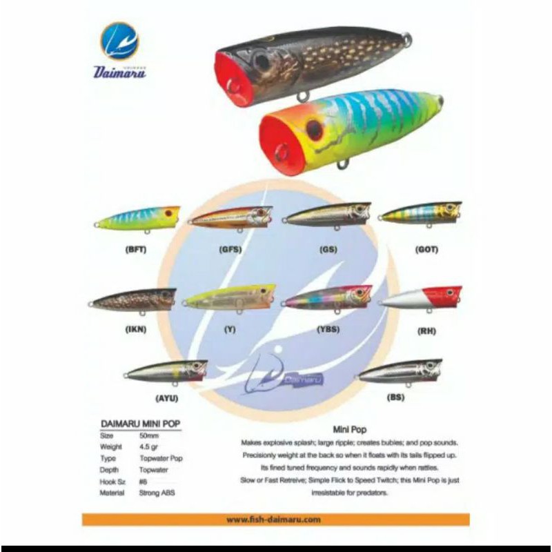 Umpan Mini popper daimaru 5cm 4.5g