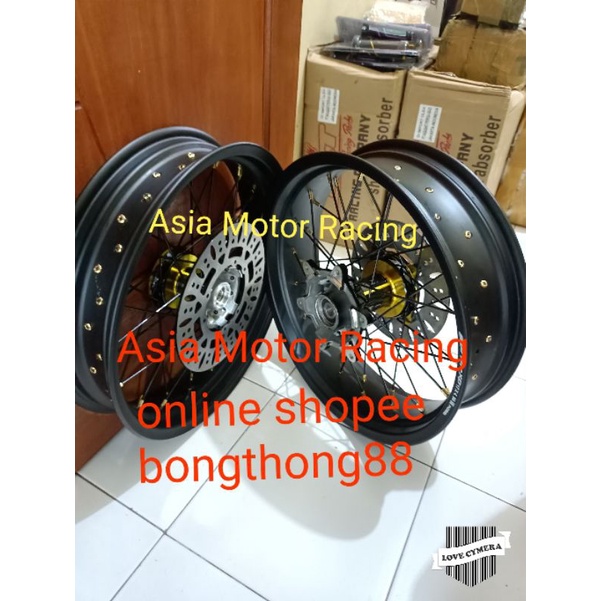 sepaket velg supermoto crf150 Klx Bf Dtracker150 WR 155 ring 17 250 300 350 450 Velg Rossi Xd lebar 