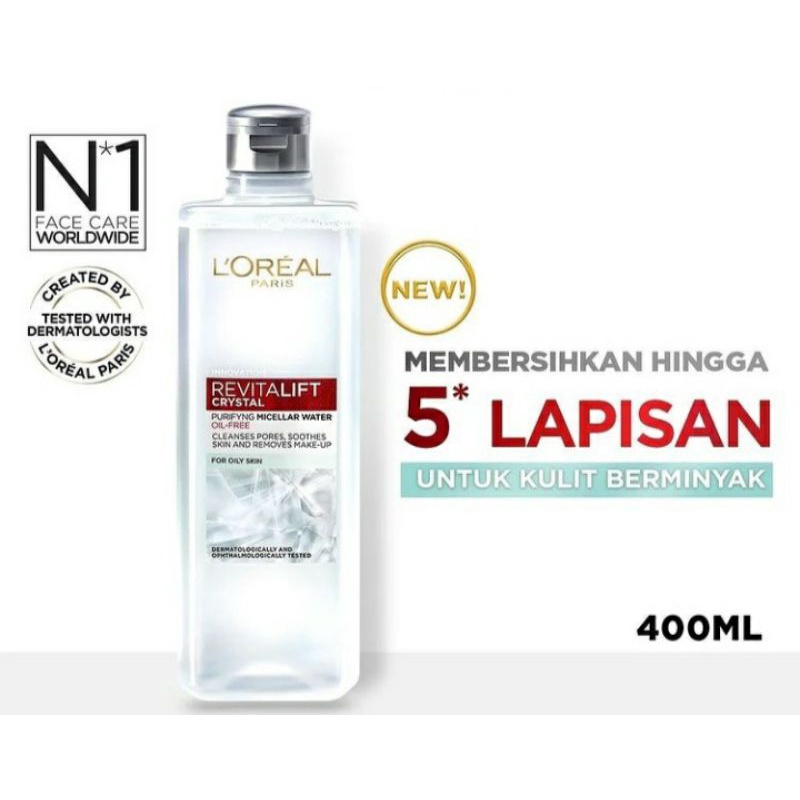 L'OREALREVITALIFT CRYSTAL PURIFYING MICELLAR WATER OIL-FREE