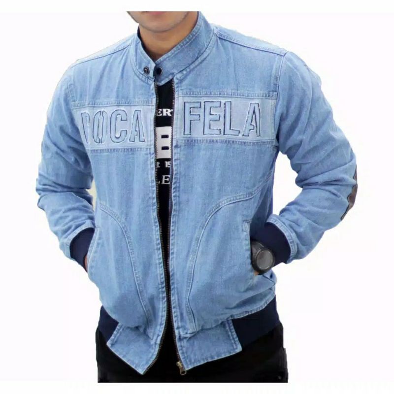 TURUN HARGA ! Jaket Jeans Pria ROCA FELA Sleting - Jaket Denim Pria ( BISA BAYAR DI TEMPAT / COD )