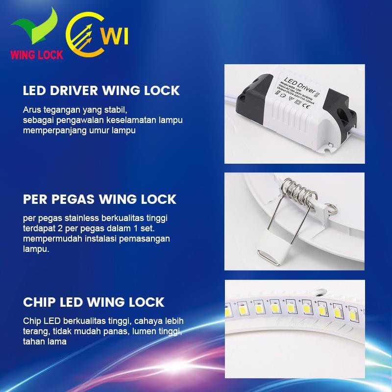 Downlight IB Bulat LED Panel 6W 9W 12W 18W Wing Lock/Lampu InBow WL