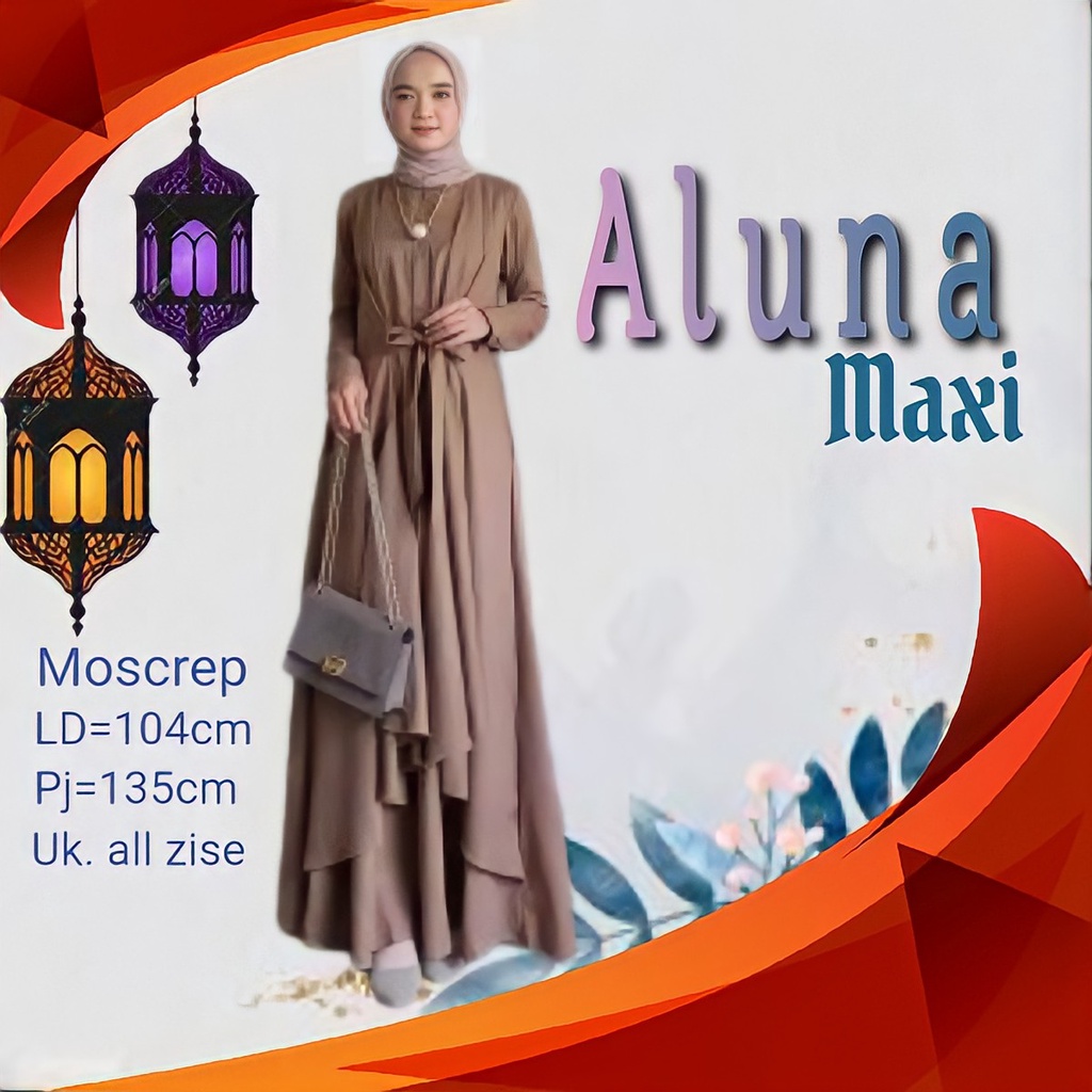 Baju pakaian pakean gamis syar'i wanita terbaru aluna maxi dress muslim