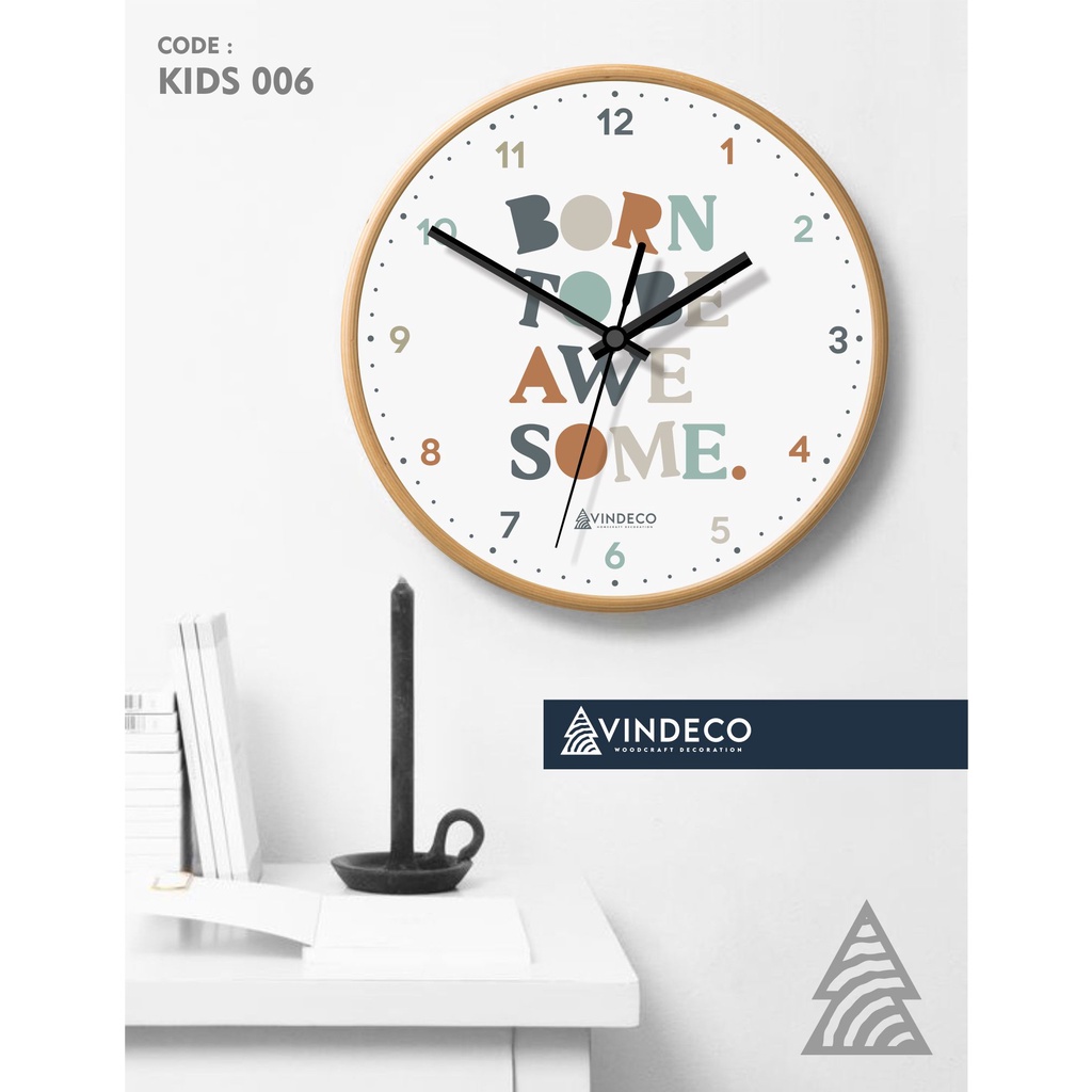 JAM DINDING KAYU / JAM DINDING ANAK / KADO ULTAH / KADO ANAK / JAM UNIK / JAM ANAK / VINDECO / KIDS-KIDS 006