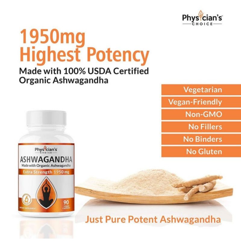 

organic ashwagandha 1950mg root powder extract of black pepper