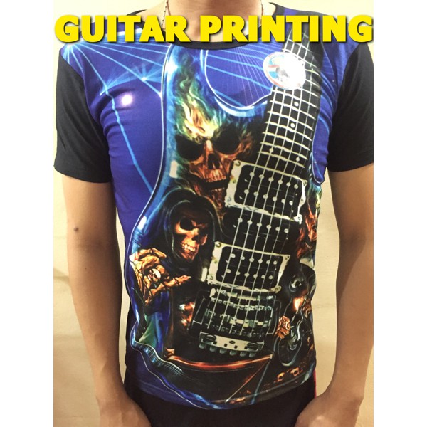 kaos spandek printing  gitar tengkorak 3D