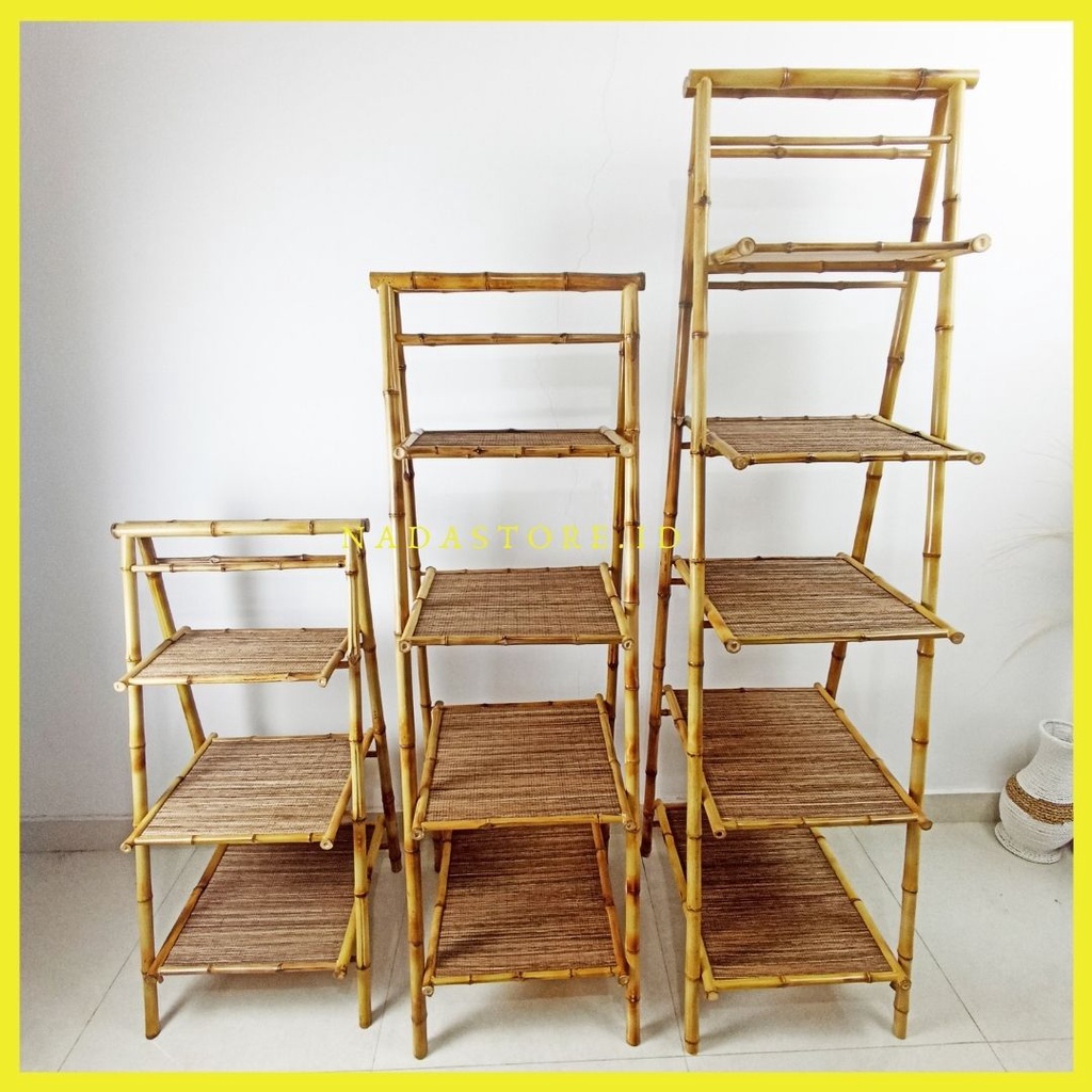 RAK LIPAT / RAK SUSUN / FOLDING RACK / STANDING RAK / RAK SERBAGUNA / RAK BAMBU AESTHETIC GRADE EXPORT