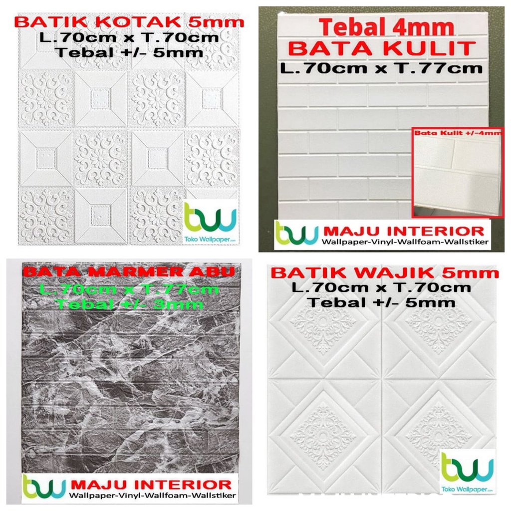 Wallpaper 3D Bata 70x77 cm Walpaper Dinding 3D Brick Foam Motif Anak Doraemon Hello Kitty Stiker-7