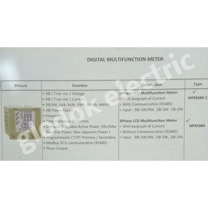 Digital Multifunction Meter ( Kwh ) 3 Phase With Bargraph Of Current