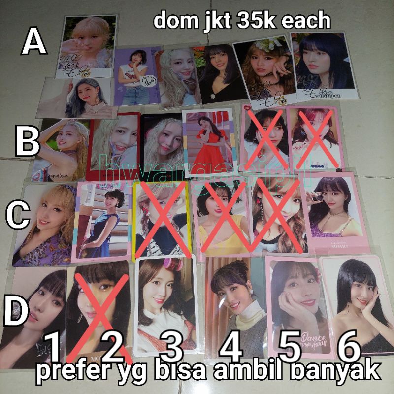 twice photocard pc momo dahyun alcohol free fol dtna ewo murah