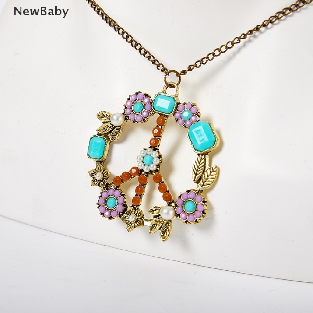 Kalung Rantai Dengan Liontin Simbol Perdamaian Gaya Retro Untuk Wanita