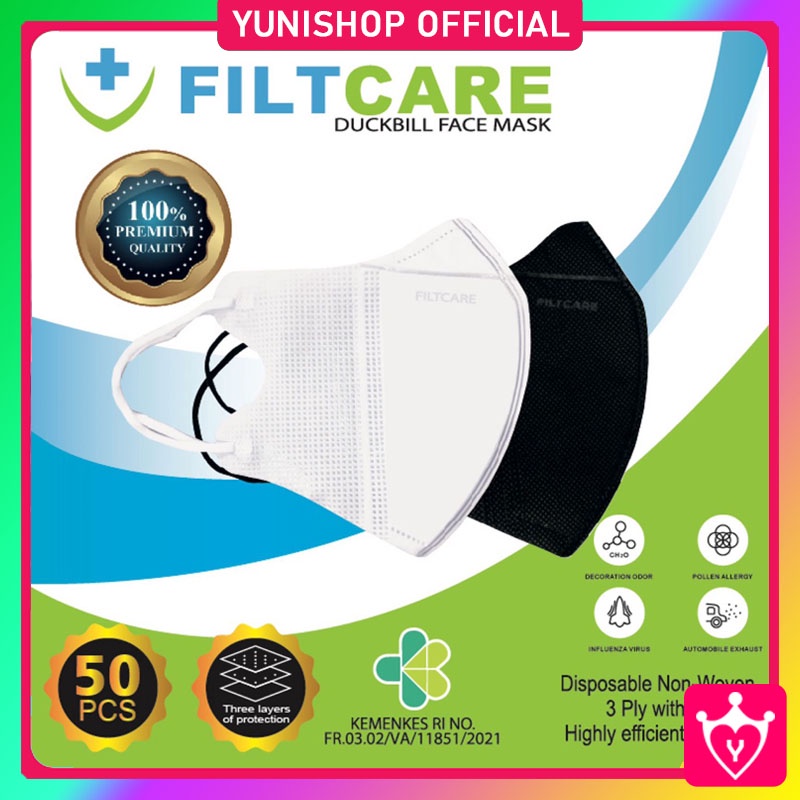 FILTCARE Masker DUCKBILL 10 Pcs 3PLY Medis Garis Model Sensi BFE 95% Surgical Mask / Masker Duckbill Emboss Warna Pastel / TS-13