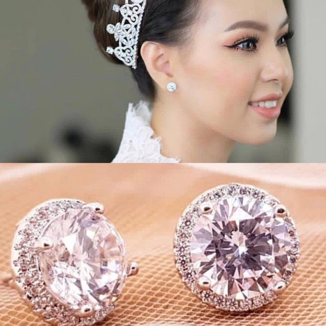 Anting Solitaire /Anting simple /lapis emas 18k