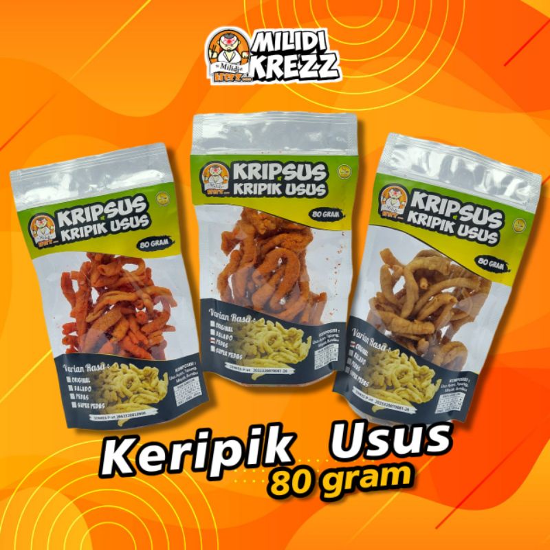 

Kripik Usus Ayam Kripsus 80 gr Cemilan Pedas Milidikrezz