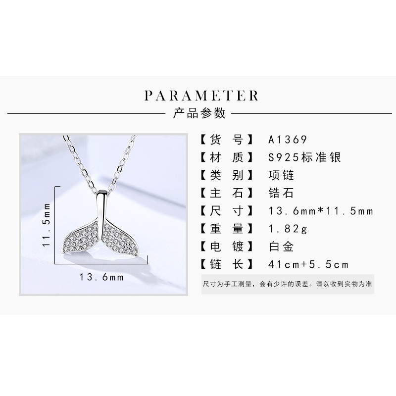 Kalung Perak Mermaid 925 Sterling Silver Import Korea Elegant Cocok Hadiah KS034