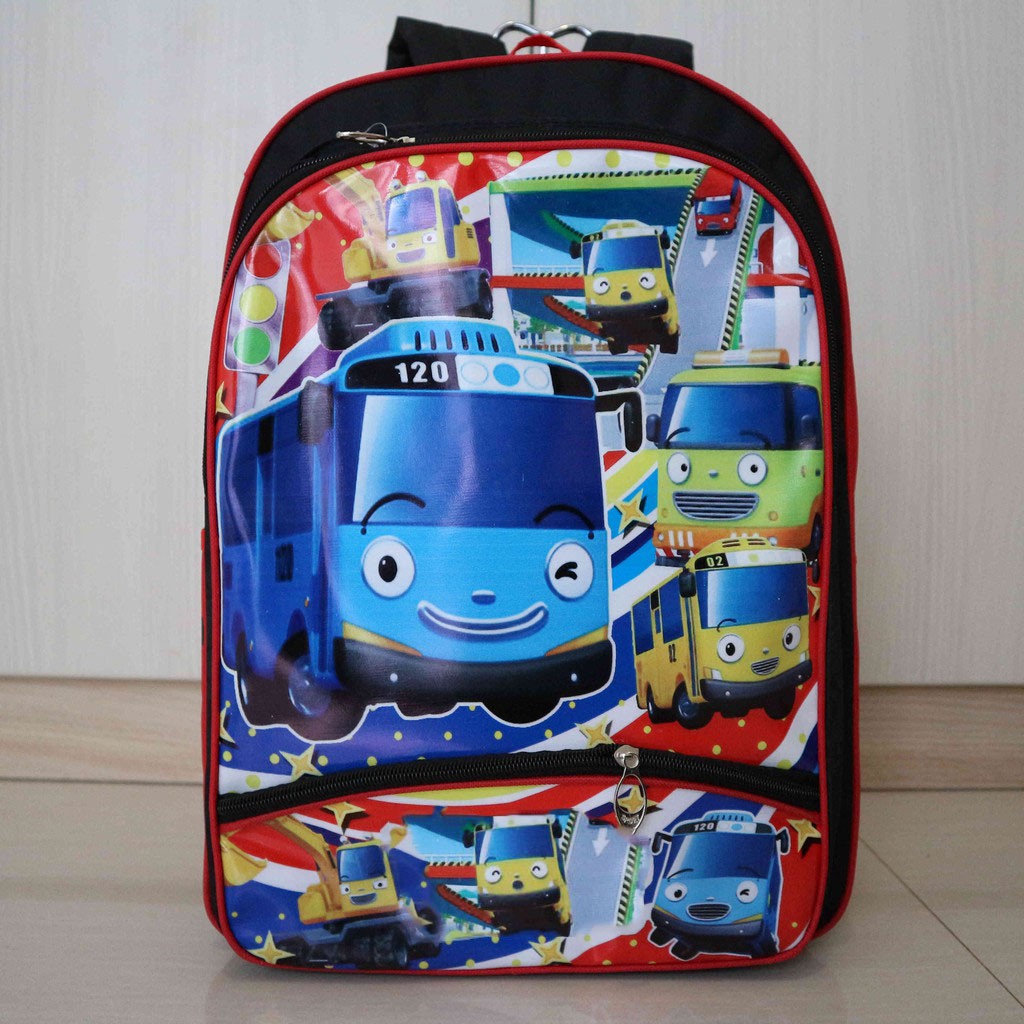 Jual Tas Gendong Anak Sekolah TK SD Mobil Little Bus Wana Merah Lucu Murah Sayang Anak