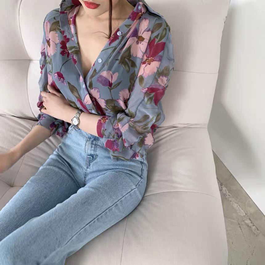 17wear Kemeja Wanita Terbaru 2021 IMPORT Kemeja Wanita Lengan Panjang Cathrin Fit S - L-3