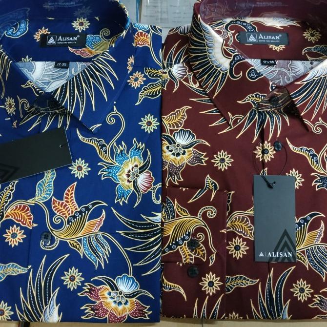 Kemeja batik alisan lengan panjang size jumbo 16.5-17.5
