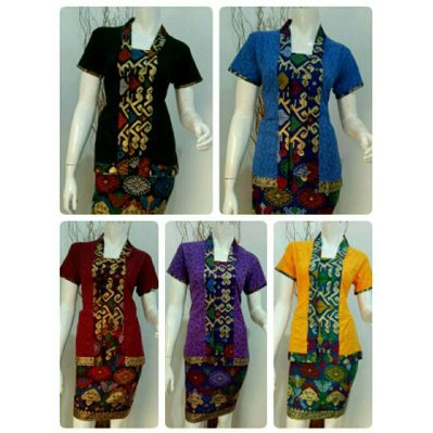 Setelan Baju Kebaya Batik Wanita Blouse Blus Atasan Kutubaru Cewek Baju Formal Kerja Cantik Elegan
