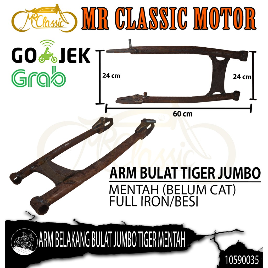Swing Arm/Lengan Ayun Custom Tiger Bulat Jumbo Mentah Tebal