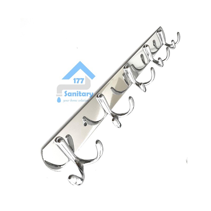 Kapstok stainless 5 kait 1241- gantungan baju hanger stenlis hook towel tebal wajan kamar mandi hooks bracket /B25