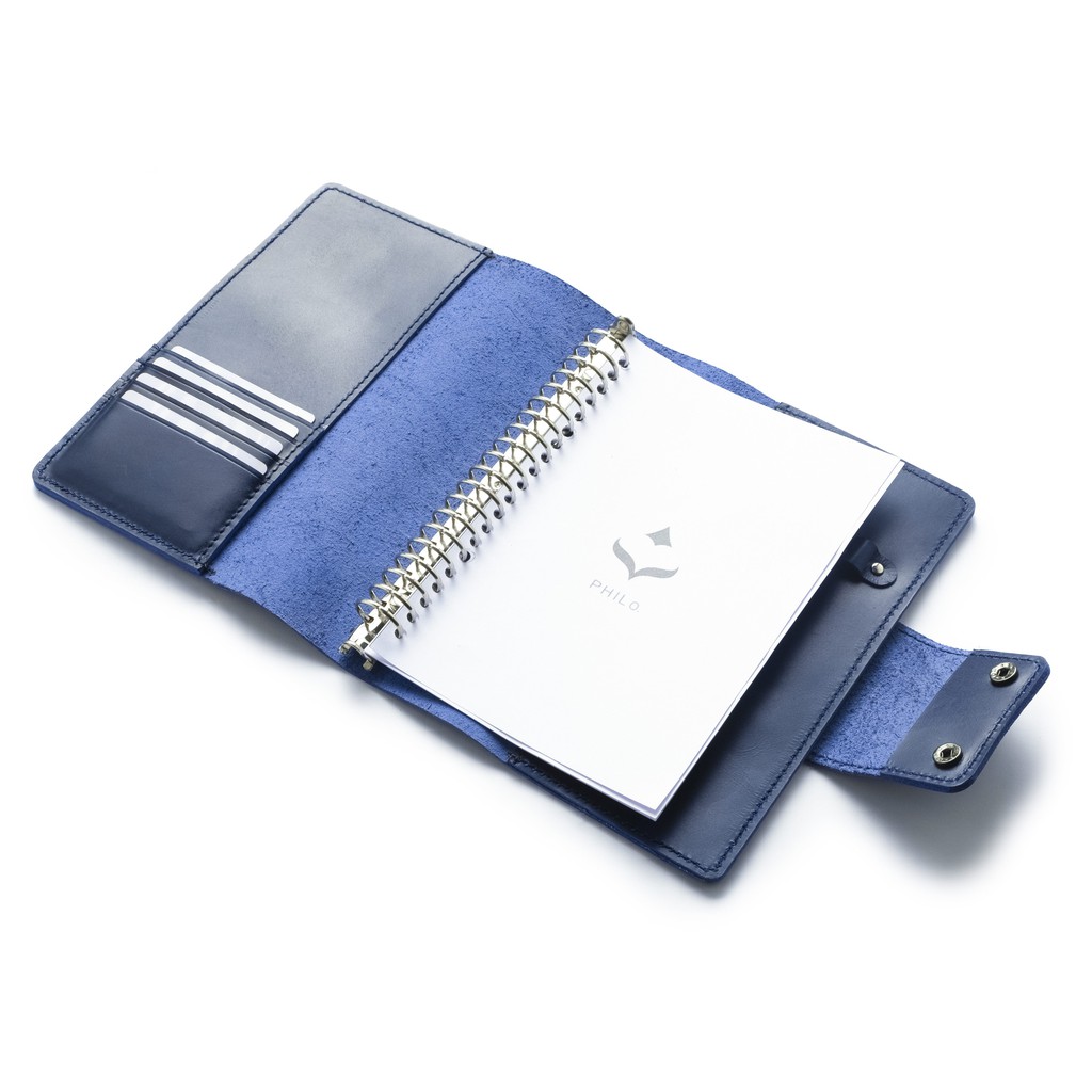 binder kulit asli A5 agenda ring loose leaf warna biru - PHBD1009