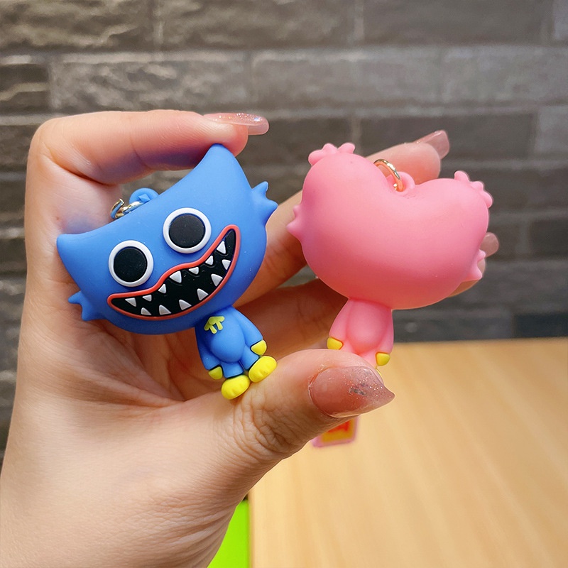 Gantungan Kunci Boneka Poppy Game Bahan PVC Warna Biru / Pink