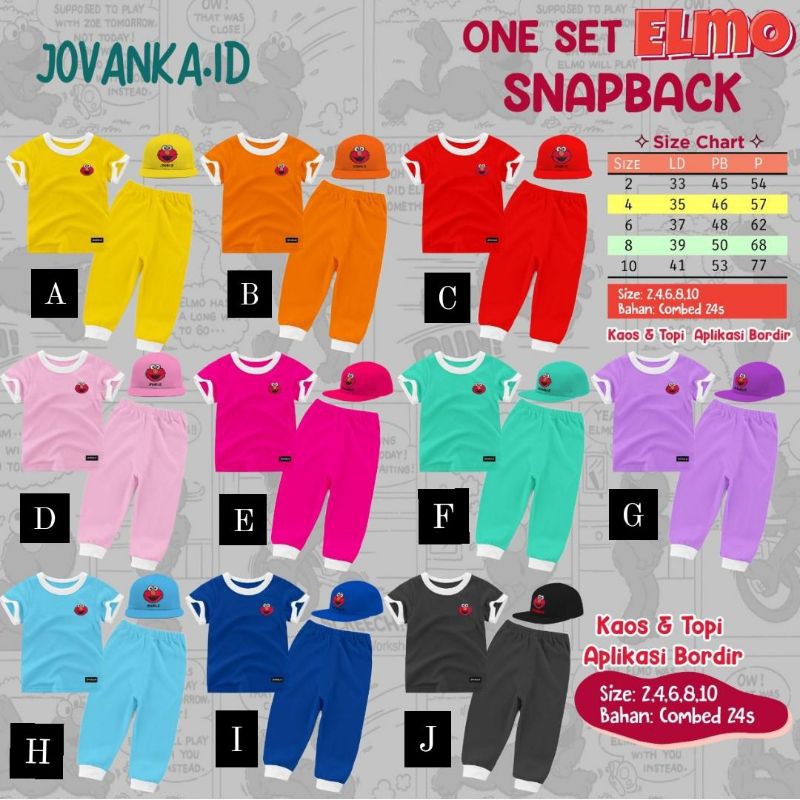 Setelan jovanka elmo free topi