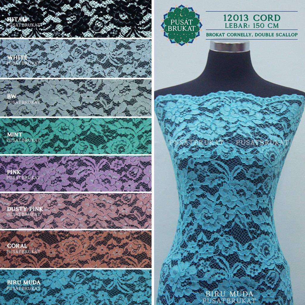 KAIN BRUKAT SOFT CORNELI BESAR, DOUBLE SCALLOP / BROKAT CORNELI 12013 CORD [harga per 0.5m]