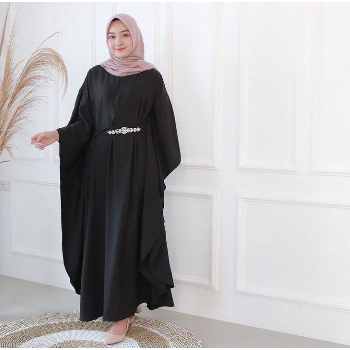 6.6 Glosir Dress kaftan selin Hitam Gamis hitam polos Kaftan Hitam polos Remaja Terkini