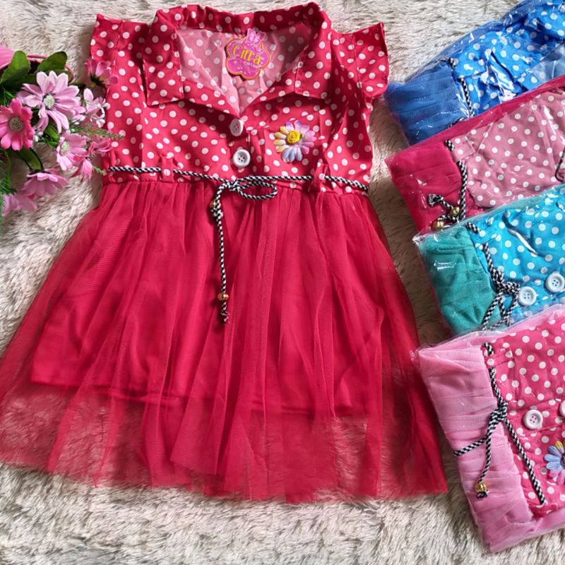 DRESS ANAK MODEL BARU,ATASAN PAKE KRAH,KOMBINASI KATUN TILE LEMBUT//USIA:1-2 TAHUN.