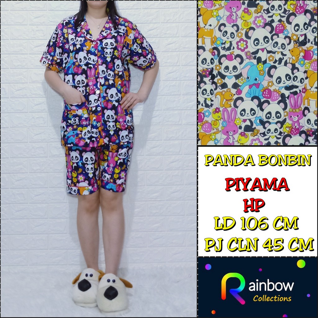 Piyama dewasa HP FIT XL, celana pendek baju pendek, katun jepang,motif POOH TIGER/BUNGAPANDA/KITTY