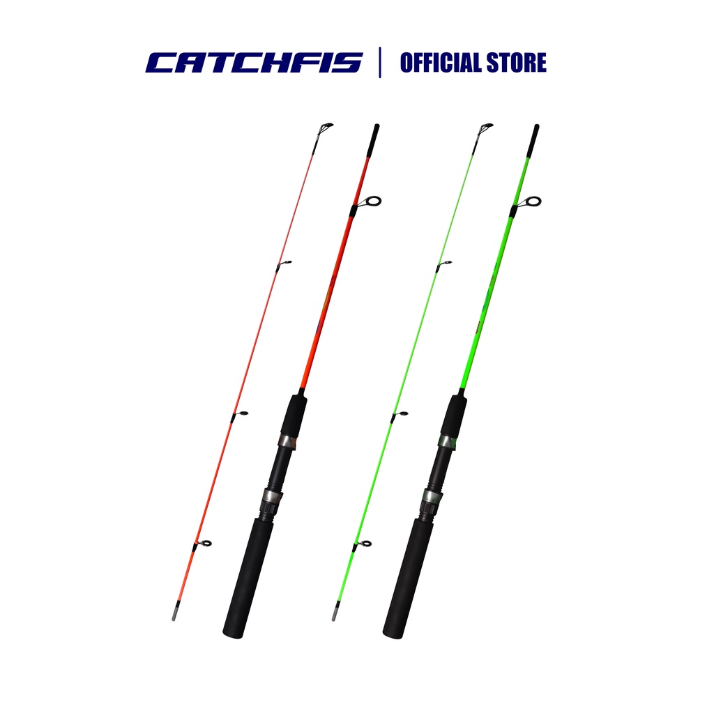 Catchfis - Joran Pancing Super Lentur Warna Hijau Dan Merah Panjang 120cm - 150cm Bahan Fiber Solid 