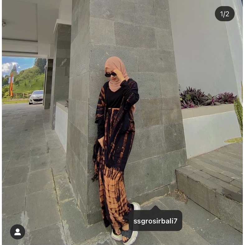 Setelan Cardigan Kulot Tie dye Bali / Set Wanita Outer Pantai
