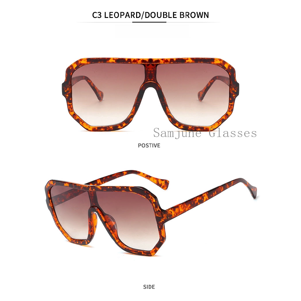 2022 Kacamata Hitam Wanita Model Frame Oversize Flat Top Untuk Outdoor