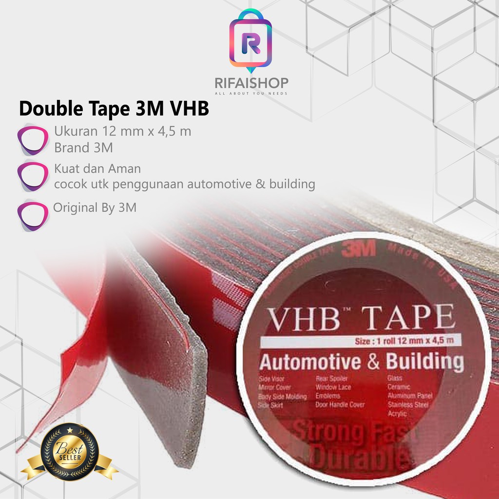 

Double Tape 3M VHB 12 mm x 4,5 m ORIGINAL / DOUBLE FOAM TAPE