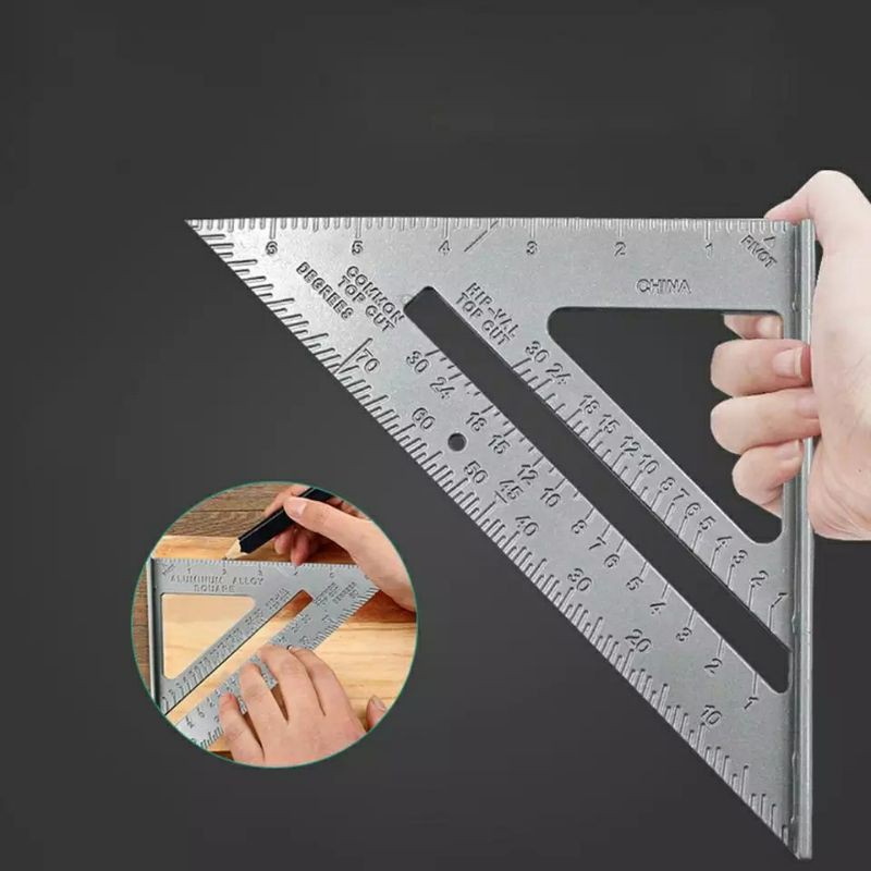 Penggaris Segitiga Siku Sudut Mistar Triangle Ruler Aluminum