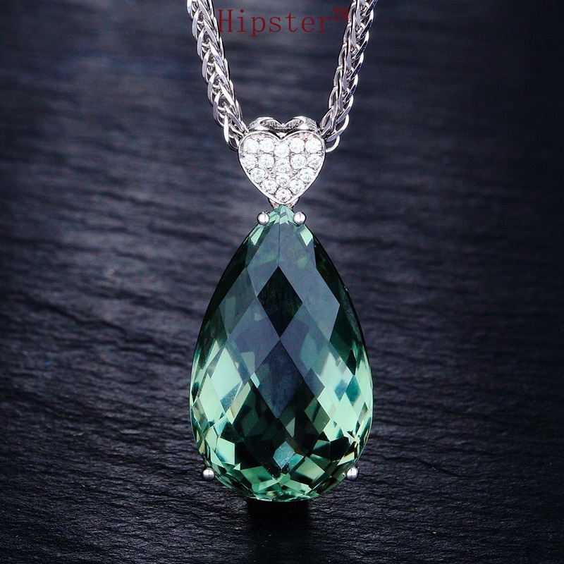 Hot Sale Trendy Elegance Temperament Color Gemstone Heart Pendant Necklace