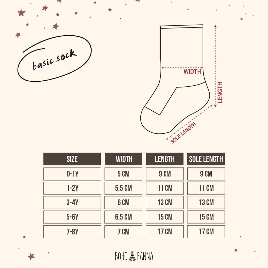 Bohopanna - Basic Sock / Kaos Kaki Bayi &amp; Anak Unisex Usia 0 Bulan - 4 Tahun