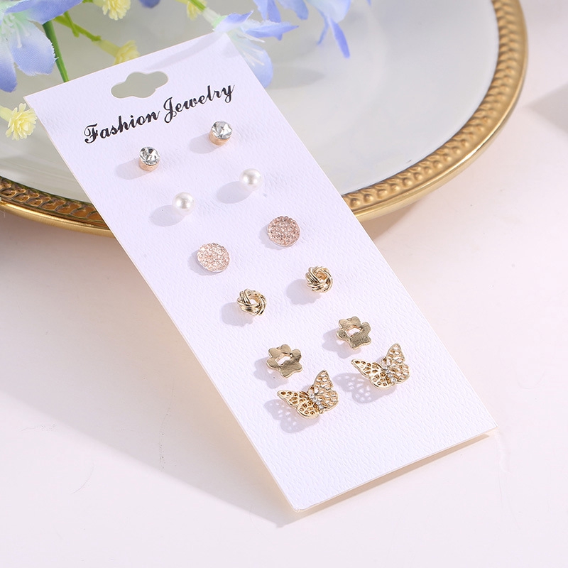 6 Pcs/Anting-Anting Korea Set Anting-Anting Pejantan Sederhana Geometris Liar