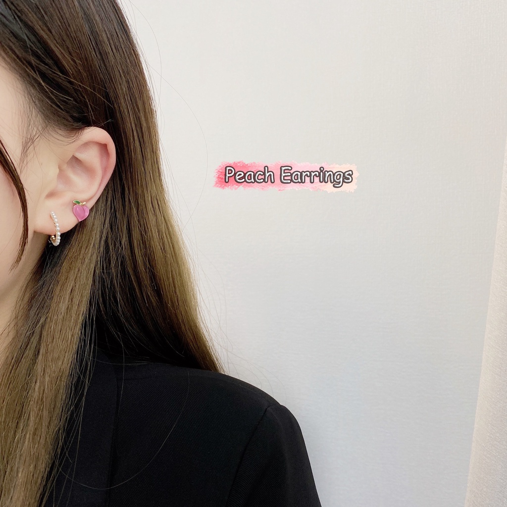 AY(CN) Set Anting Mutiara Bentuk Bunga Peach Warna Pink Untuk Wanita
